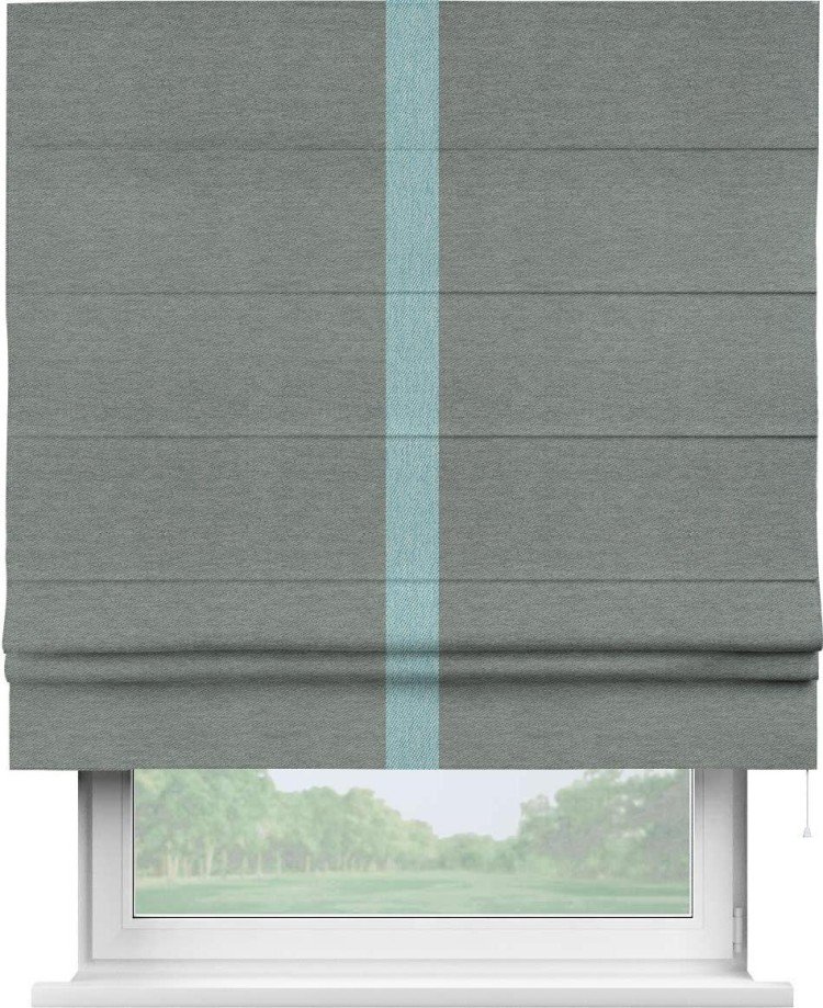 Римская штора «Кортин» с кантом Хайвэй, для проема, ткань твид блэкаут, серый
