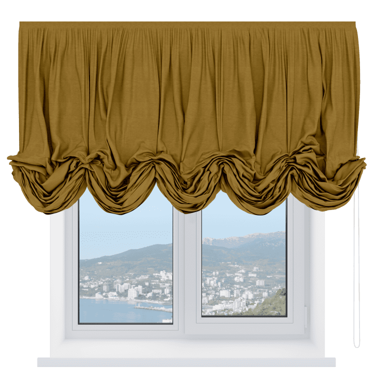 Австрийская штора «Кортин», ткань вельвет светло-коричневый