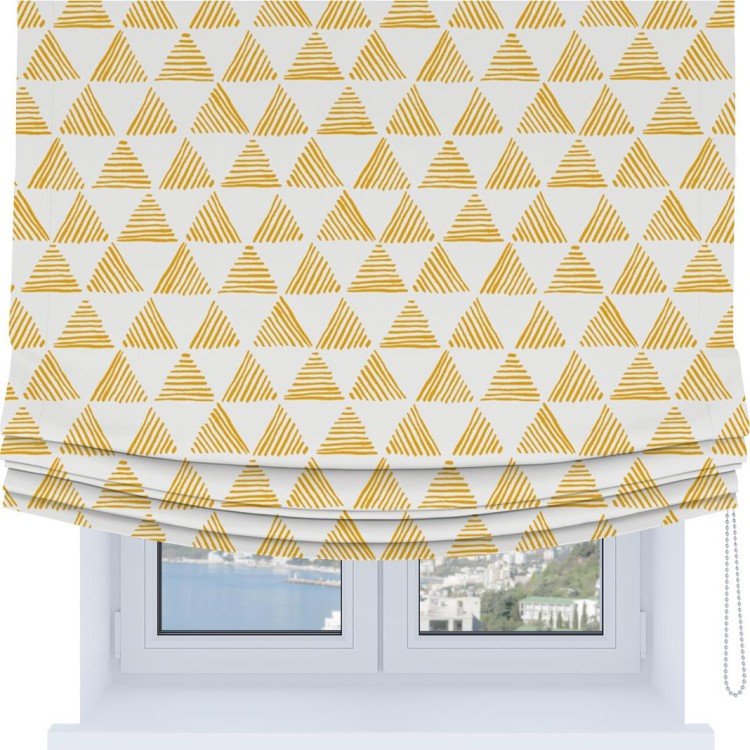 Римская штора Soft с мягкими складками, «Желтые треугольники»